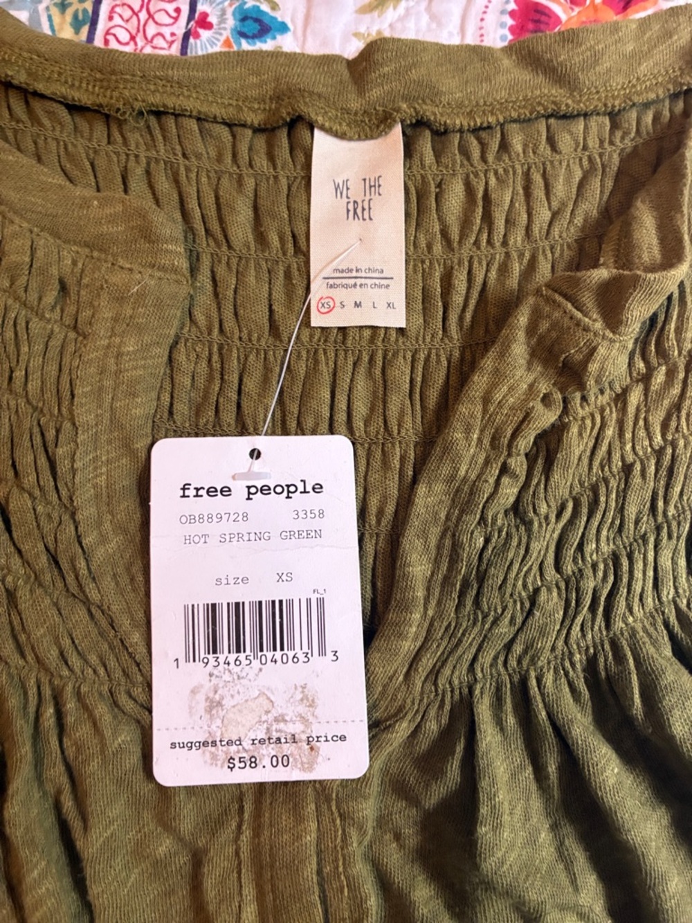 NWT Free People Flowy Olive Tank Top - Picture 2 of 2